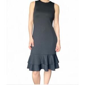 Vintage Ralph Lauren Sport black ruffle hem midi dress size S